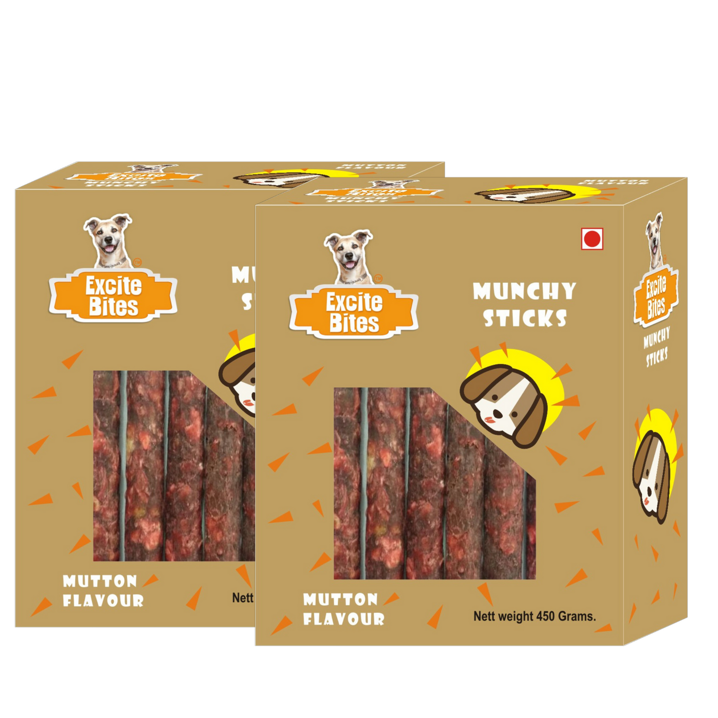 Excite Bites Combo Offer - Mutton Munchy Sticks - Dog Chew Sticks, 450 g (Pack of 2)