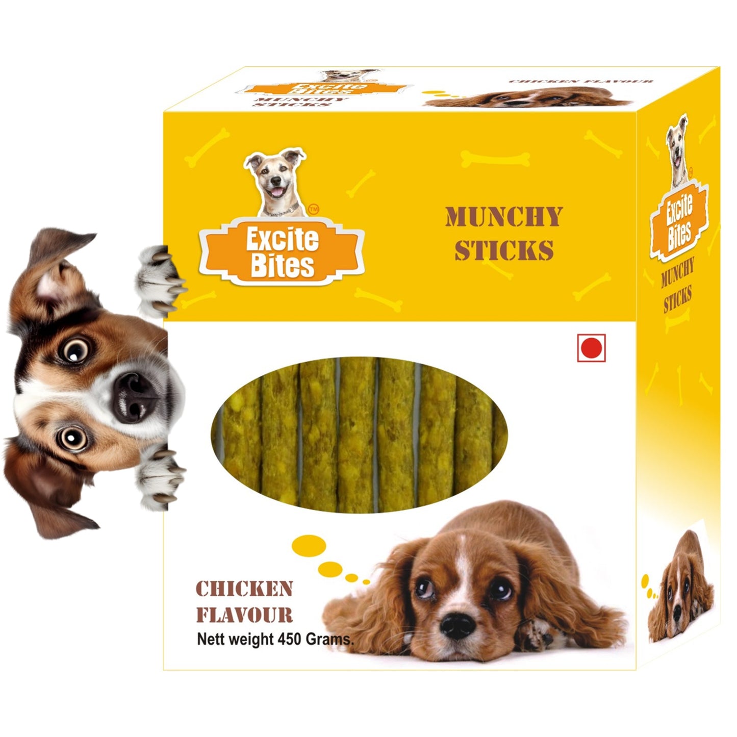 Excite Bites Chicken Flavor Munchy Sticks - 450 grm Dog Chew Sticks