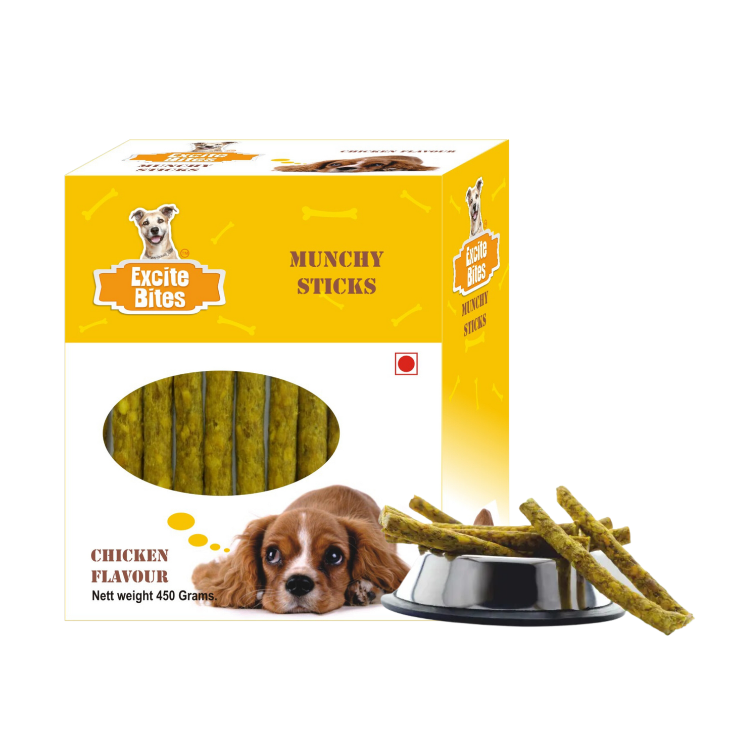 Excite Bites Chicken Flavor Munchy Sticks - 450 grm Dog Chew Sticks