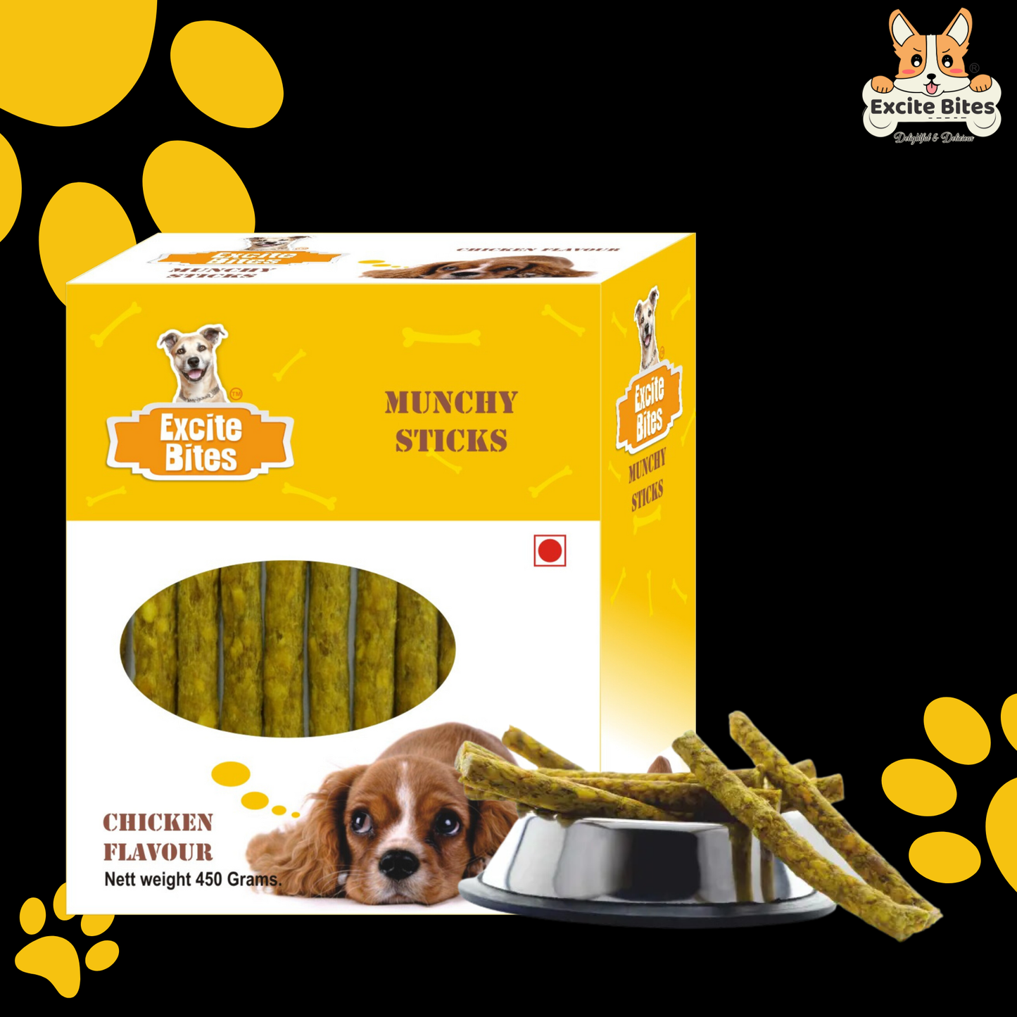 Excite Bites Chicken Flavor Munchy Sticks - 450 grm Dog Chew Sticks