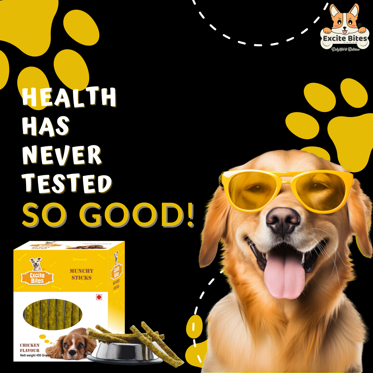 Excite Bites Chicken Flavor Munchy Sticks - 450 grm Dog Chew Sticks