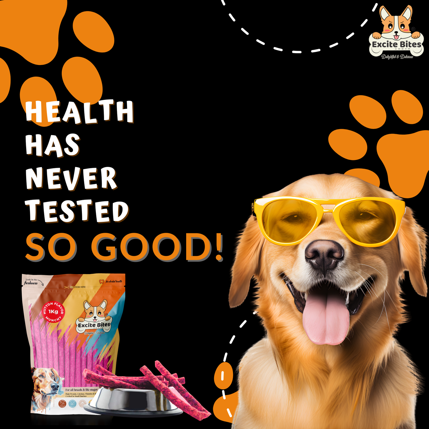 Excite Bites Mutton Flavor | Munchy Sticks | 1 kg | 100 Pieces | Dog Chews | Nutritional Dog Chews | Protein Chews | Dog Treat | Long-Lasting Chews