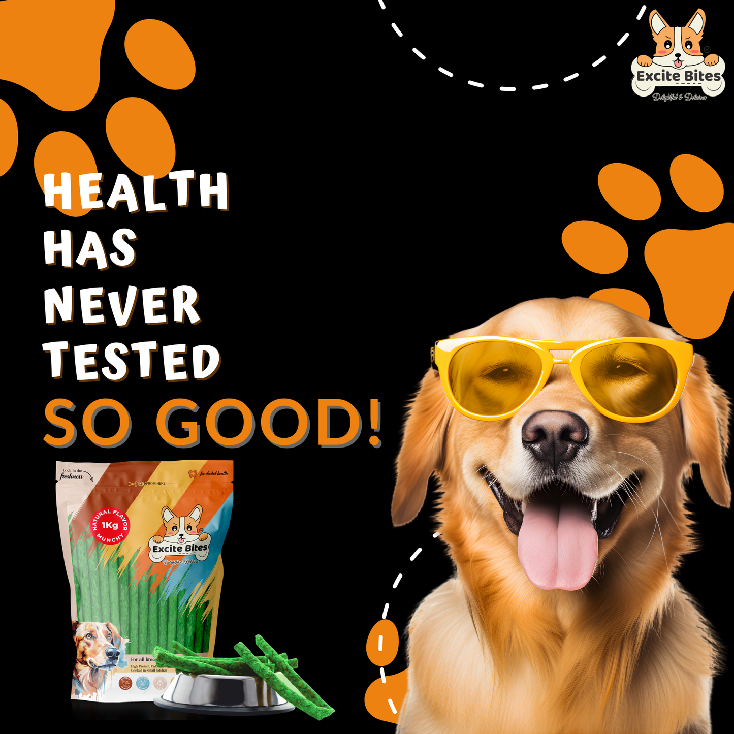 Excite Bites Natural Flavor Munchy Sticks - 1 kg (100 Pieces Dog Chews)