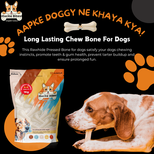 Excite Bites Dog Rawhide Pressed Bones Mega Pack (Dog Chews) (Size 6") (9 Pcs)