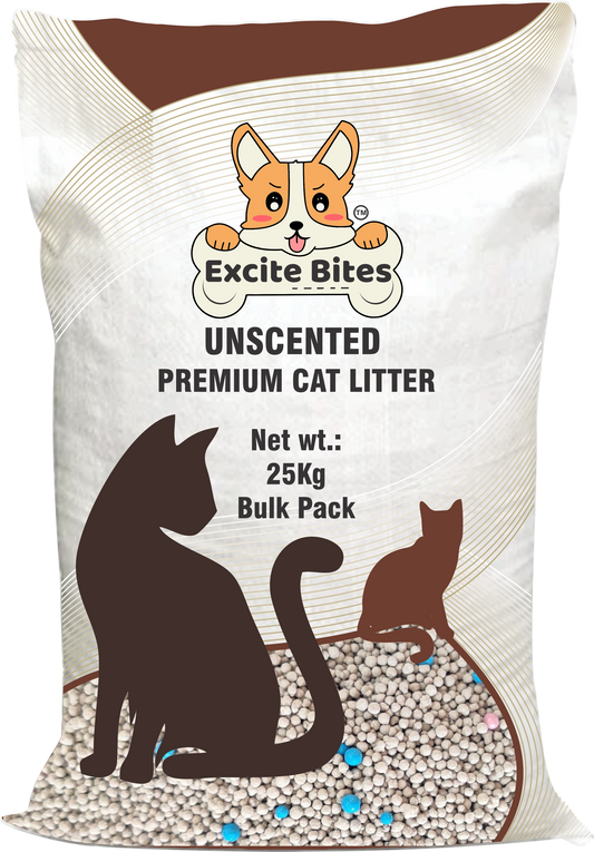 Excite Bites Ball Shape Bentonite Clumping Cat Litter | Original Unscented | Cat Litter 25kg Offer | Cheapest Cat Litter Bulk Bora