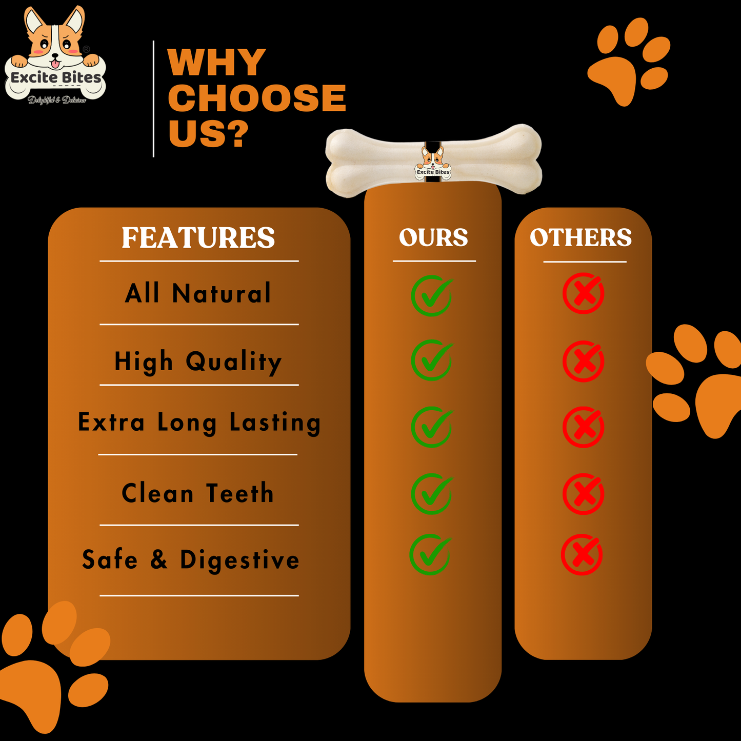 Excite Bites Combo Offer - Pet Rawhide Bones (Dog Chews) (3"-6Pcs)(4"-4Pcs), 385 g (Pack of 2)