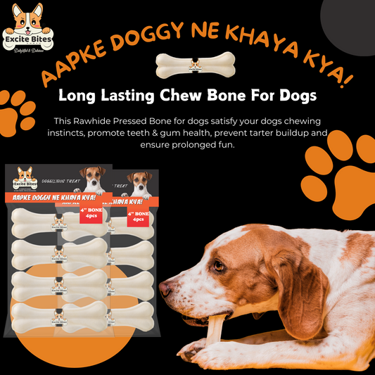 Excite Bites Combo Offer - Pet Rawhide Bones (Dog Chews) (4"-4Pcs), 185 g (Pack of 2)