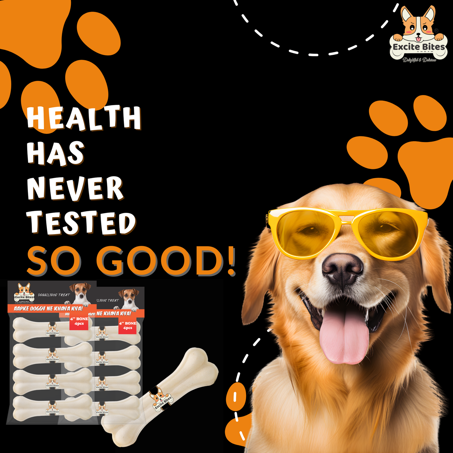 Excite Bites Combo Offer - Pet Rawhide Bones (Dog Chews) (4"-4Pcs), 185 g (Pack of 2)