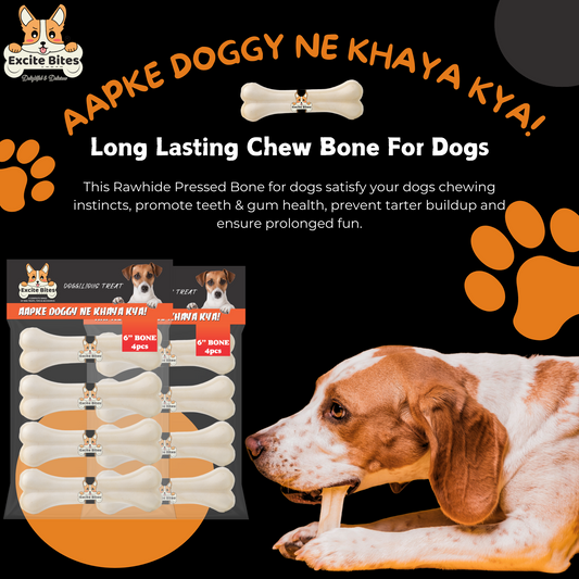 Excite Bites Combo Offer - Pet Rawhide Bones (Dog Chews) (6"-4Pcs), 450 g (Pack of 2)
