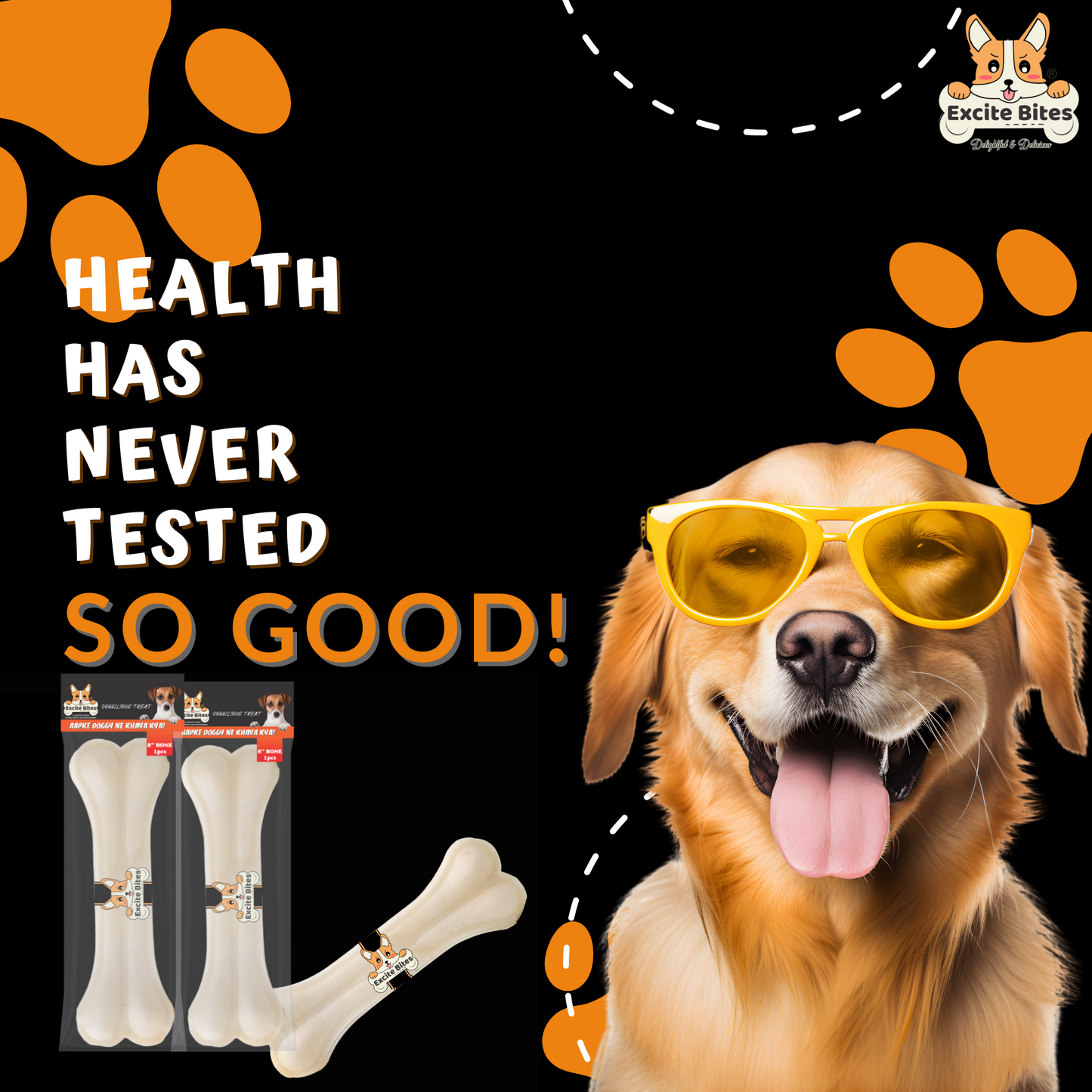 Excite Bites Combo Offer - Pet Rawhide Bones (Dog Chews) (8"-1Pcs), 150 g (Pack of 2)