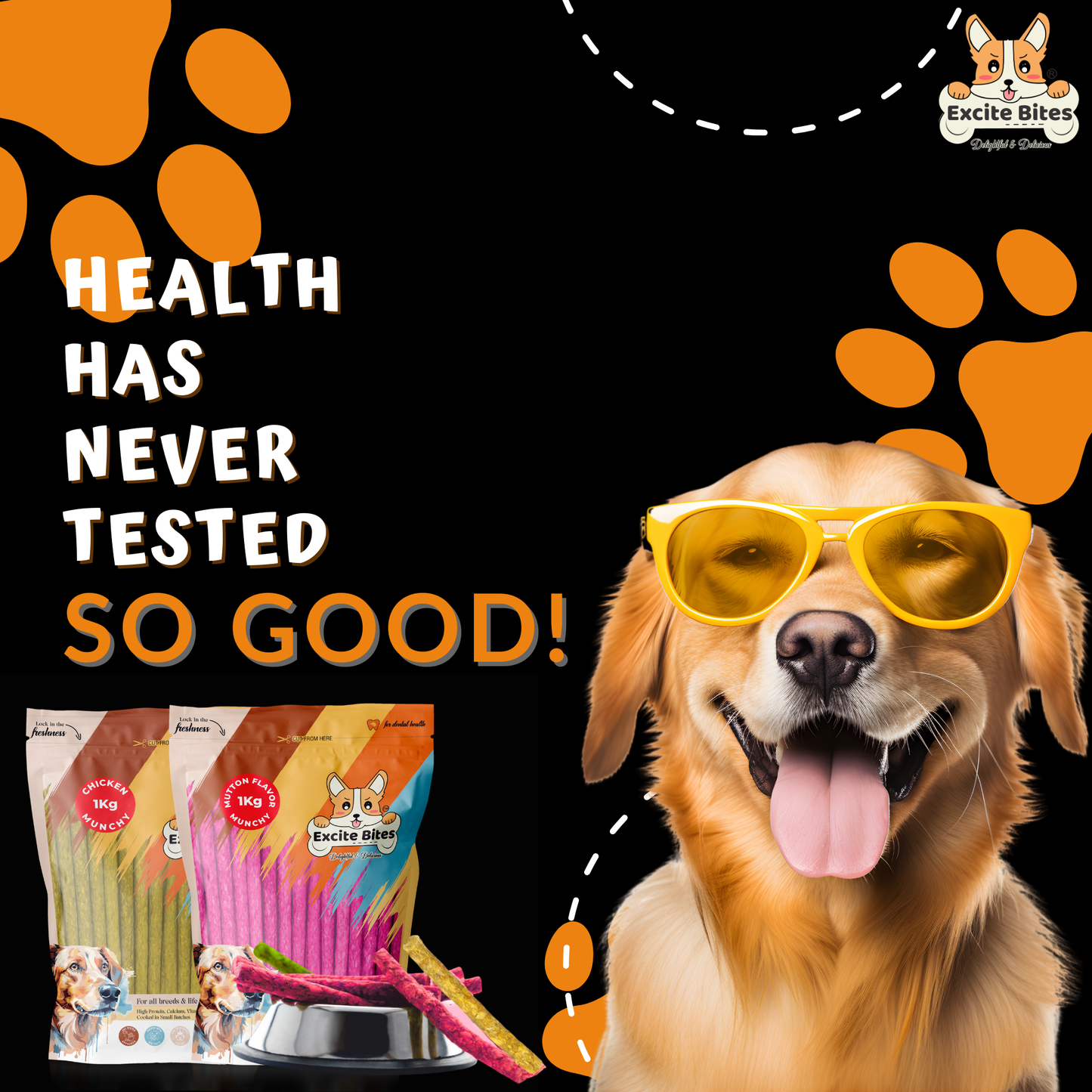Excite Bites Combo Offer - Chicken Munchy Sticks & Mutton Munchy Sticks - Dog Chew Sticks, 1000 g (Pack of 2)
