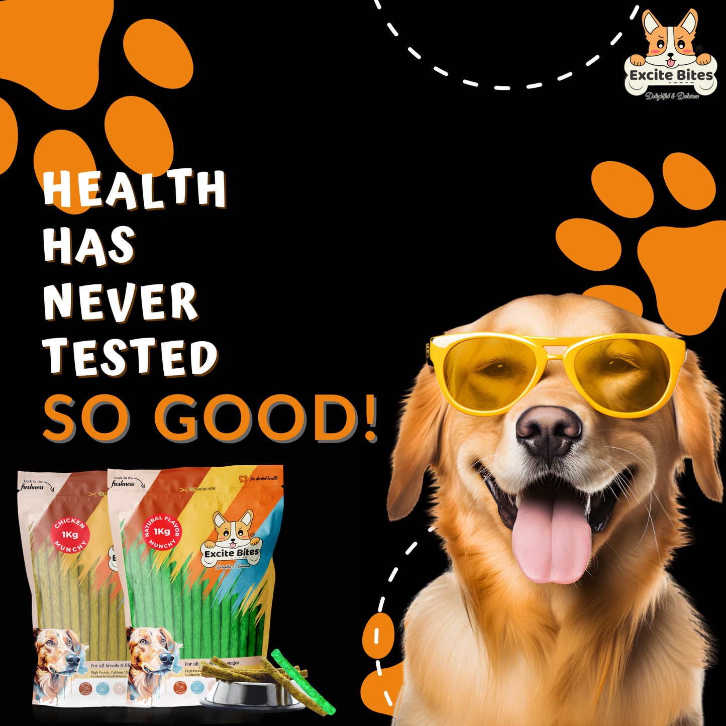 Excite Bites Combo Offer - Chicken Munchy Sticks & Natural Munchy Sticks - Dog Chew Sticks, 1000 g (Pack of 2)