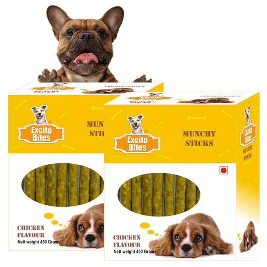 Excite Bites Combo Offer - Chicken Munchy Sticks - Dog Chew Sticks, 450 g (Pack of 2)
