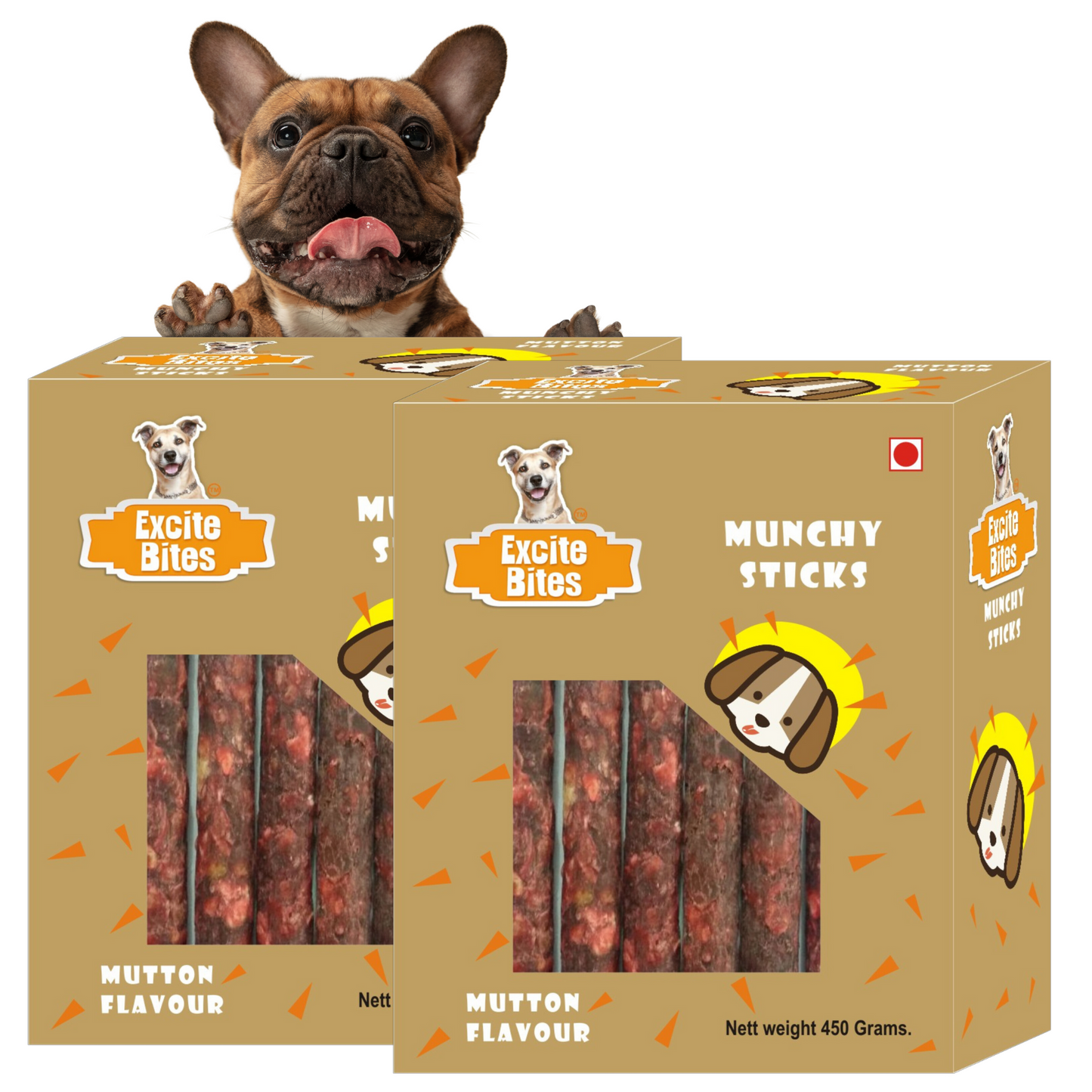 Excite Bites Combo Offer - Mutton Munchy Sticks - Dog Chew Sticks, 450 g (Pack of 2)