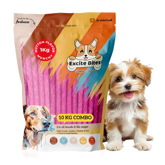 Excite Bites Mutton Flavor Munchy Sticks - 1 kg Dog Chew Sticks (Pack of 10) (10 Kg)