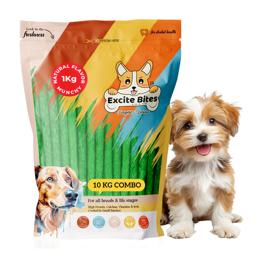 Excite Bites Natural Flavor Munchy Sticks - 1 kg Dog Chew Sticks (Pack of 10) (10 Kg)